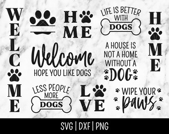 Dog Quote Sign SVG Bundle File, Rustic Farmhouse svg signs, Paw Print, Clip Art, Dog Mom | Instant Digital Download, Cut File, Svg Dxf Png