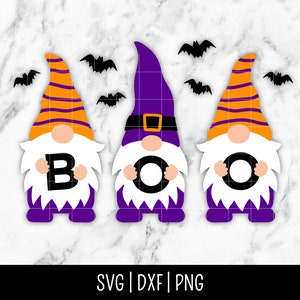 Halloween BOO Gnome SVG Bundle Trio, Spooky, Witch, Ghost png svg, Pumpkin, Spider | Instant Digital Download, Cut File, Svg Dxf Png