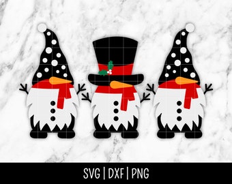 Snowman Christmas Gnome SVG Bundle Trio, Frosty the Snowman SVG, Merry Christmas, Winter | Instant Digital Download, Cut File, Svg Dxf Png
