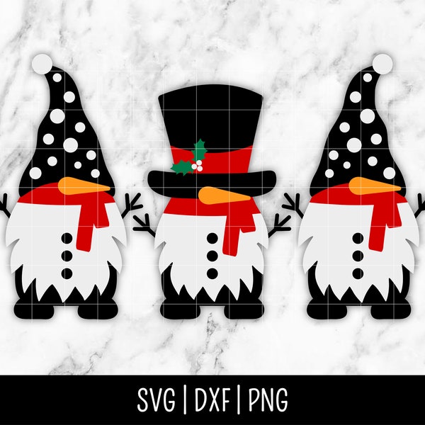 Snowman Christmas Gnome SVG Bundle Trio, Frosty the Snowman SVG, Merry Christmas, Winter | Instant Digital Download, Cut File, Svg Dxf Png