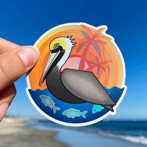 Brauner Pelikan Matte Holographic Sticker