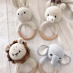 Handmade Crochet Newborn Lion & Rattle Gift Set (2pc) – Green Jumpsuit, Baby Shower Gift main image 1