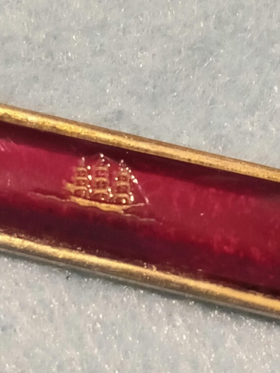 1960s RUBY LUCITE TIECLIP - Goldtone - Ruby Red L… - image 8