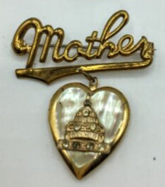 WW2 MOTHER BROOCH LOCKET - 1940s Sweetheart / Moth