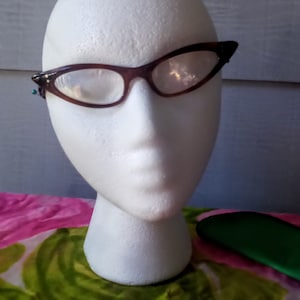 1950's GEEKY GLAMOUR True Vintage Faux Tortoiseshell Lucite Cats Eye Glasses with Cool Wavy Design Arms Good Condition image 8