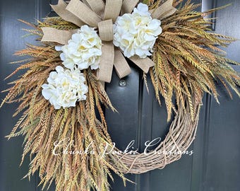 Shell Weath Sea Shell Wreath, Beach Wreath for Front Door, Beach Decor, Beach House ...