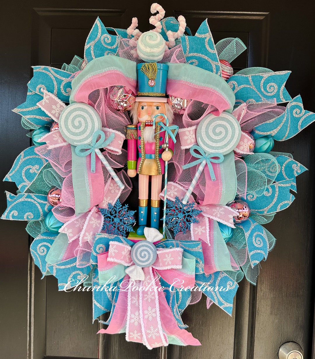 Nutcracker Wreath, Pastel Nutcracker, Pastel Christmas, Candy Land