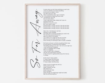 So Far Away Poster Etsy