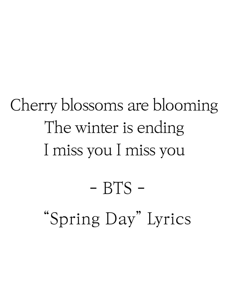 BTS Spring Day Lyrics Prints Poster digital Download Korean Etsy UK