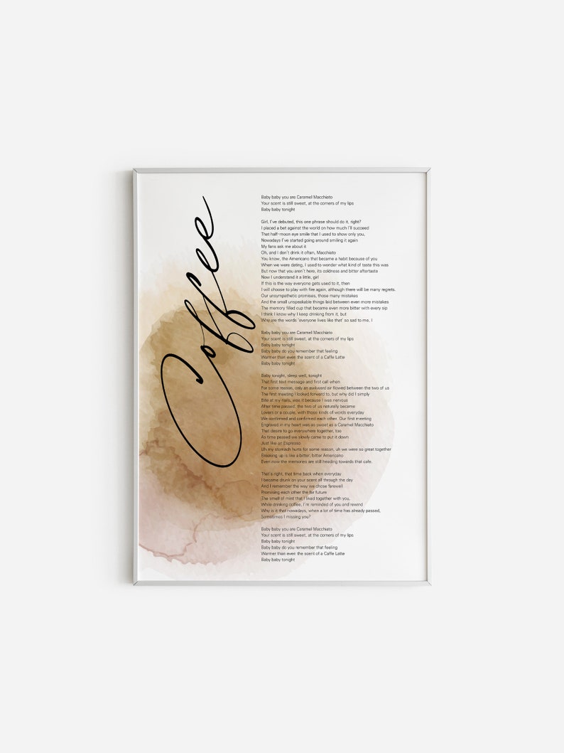 BTS Coffee Lyrics Prints Poster digital Download Korean Etsy UK