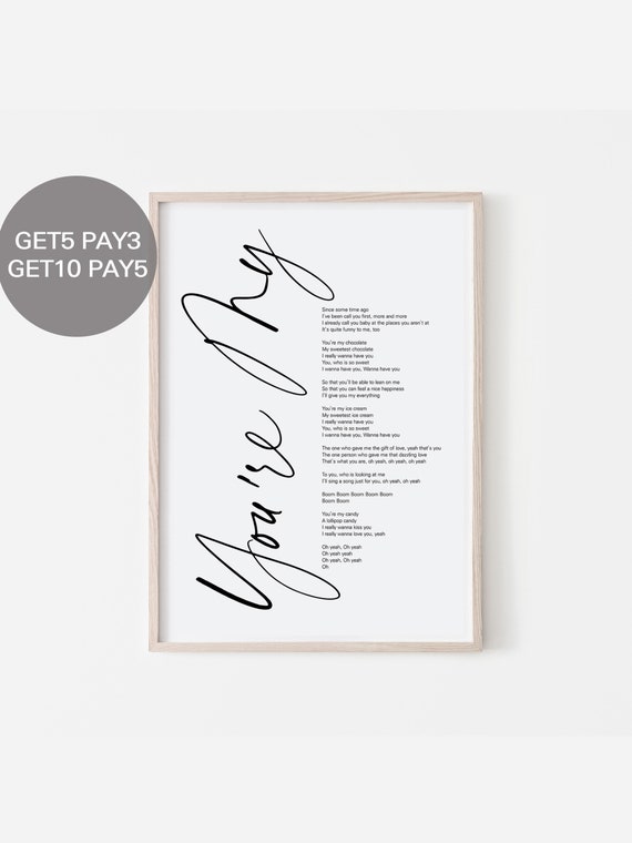 BTS You'Re My Lyrics Prints Poster Digital Download - Etsy Ireland