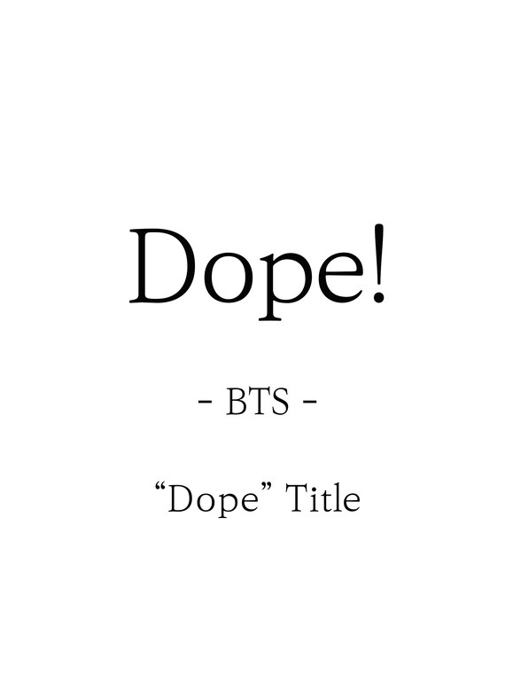BTS Dope Lyrics, Prints Poster Digital Download Korean Quotes.