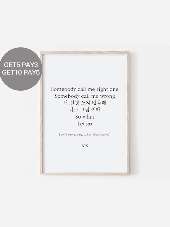 Bts So What Lyrics Prints Poster Digital Download Korean Etsy