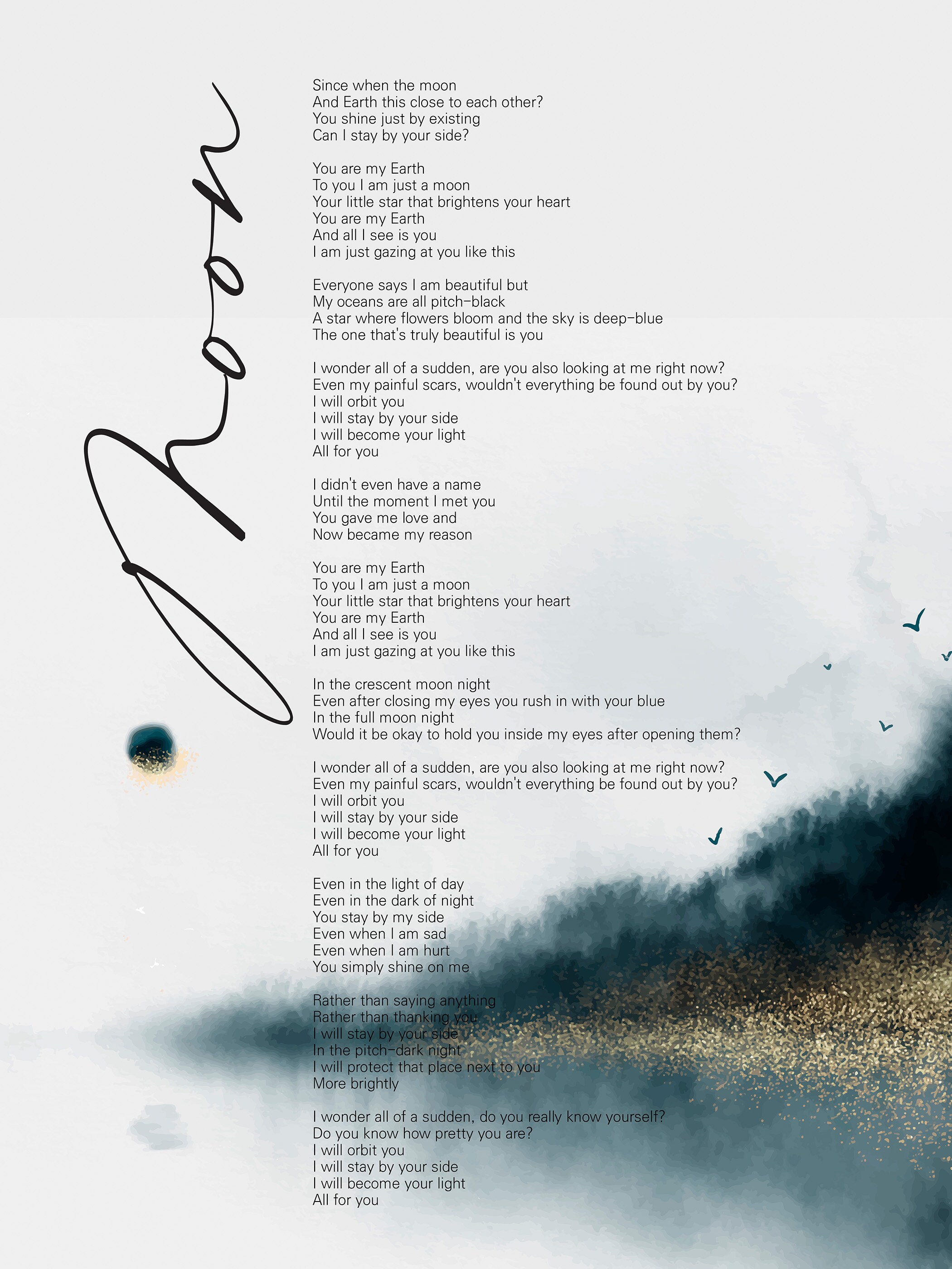 BTS JIN Moon Lyrics Prints Poster Digital Download Korean | Etsy