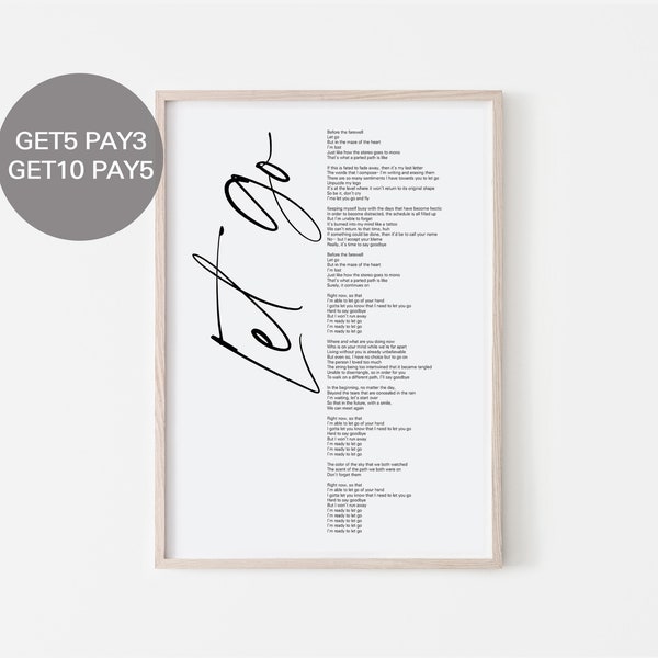 BTS Let Go Lyrics, Prints Poster (Digital Download) Korean Quotes, Large Wall Art, Room Decor, Wall Hanging - 547