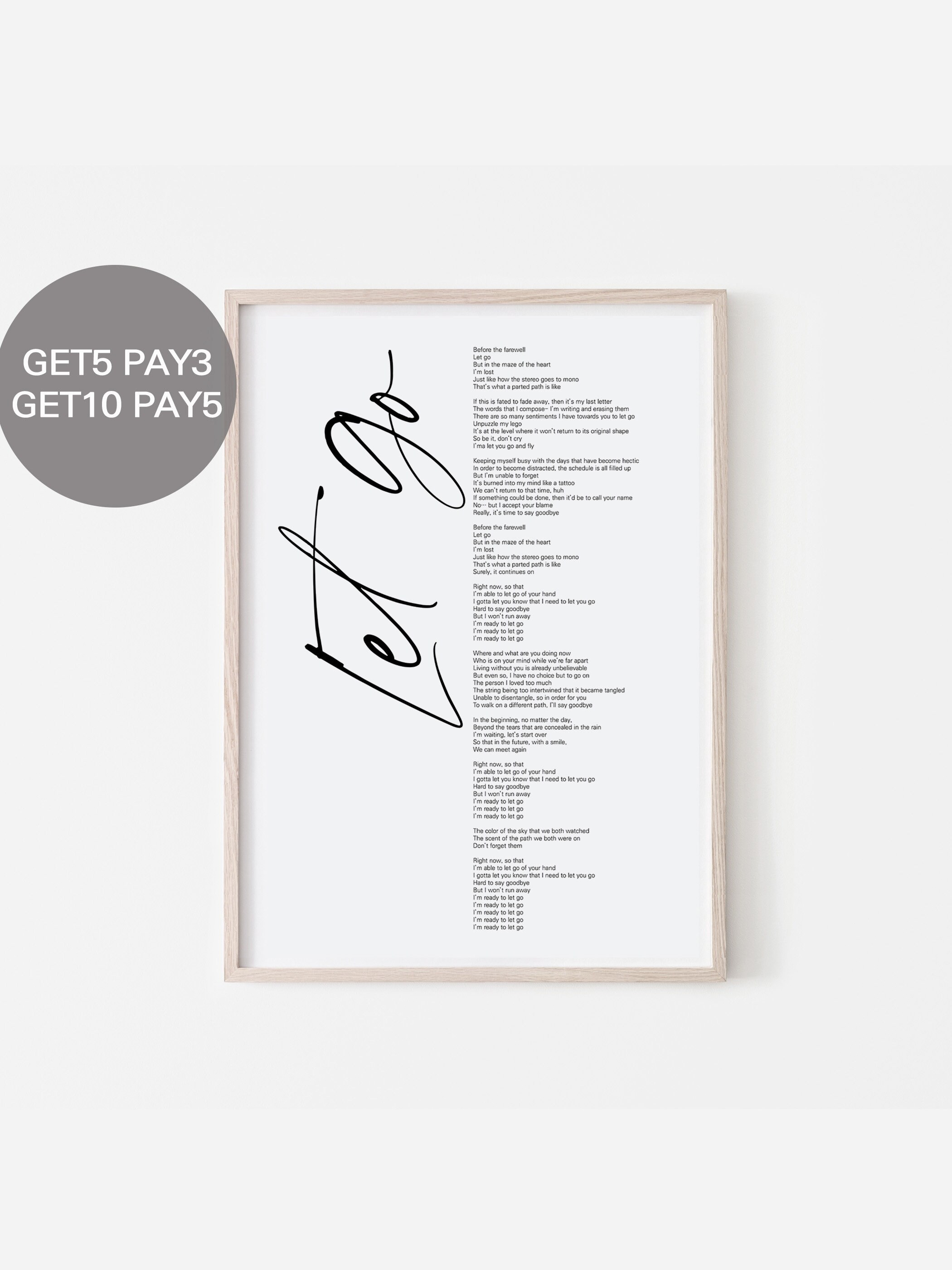 Bts Let Go Lyrics Prints Poster Digital Download Korean Etsy Israel