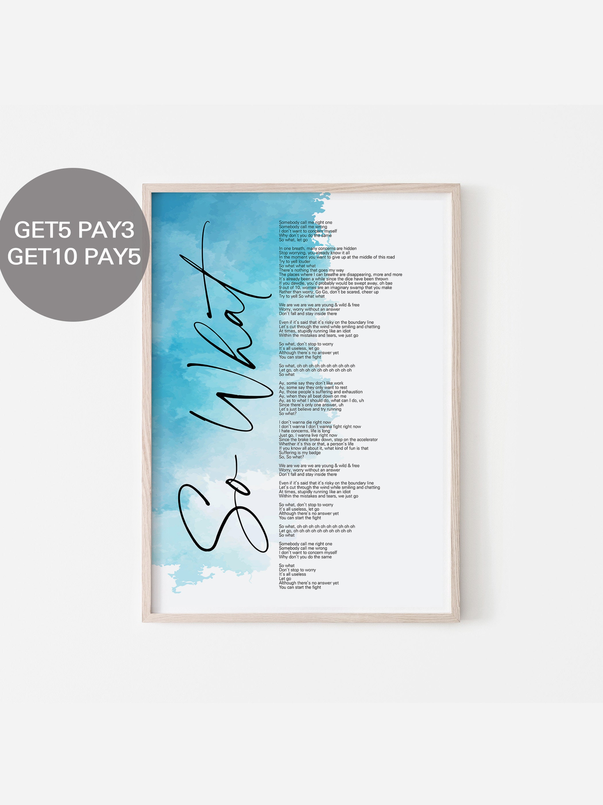 BTS Paradise Lyrics Prints Poster digital Download Korean -  Israel