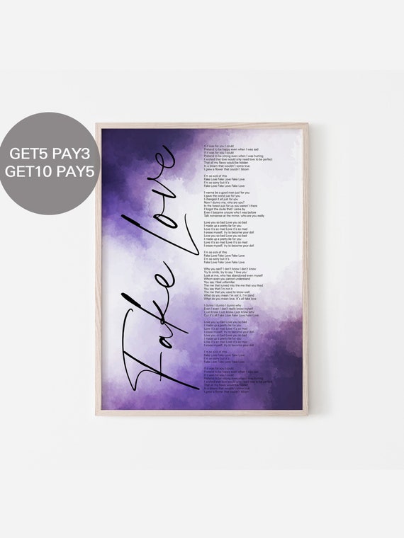 BTS Fake Love Lyrics Prints Poster Digital Download Korean Etsy