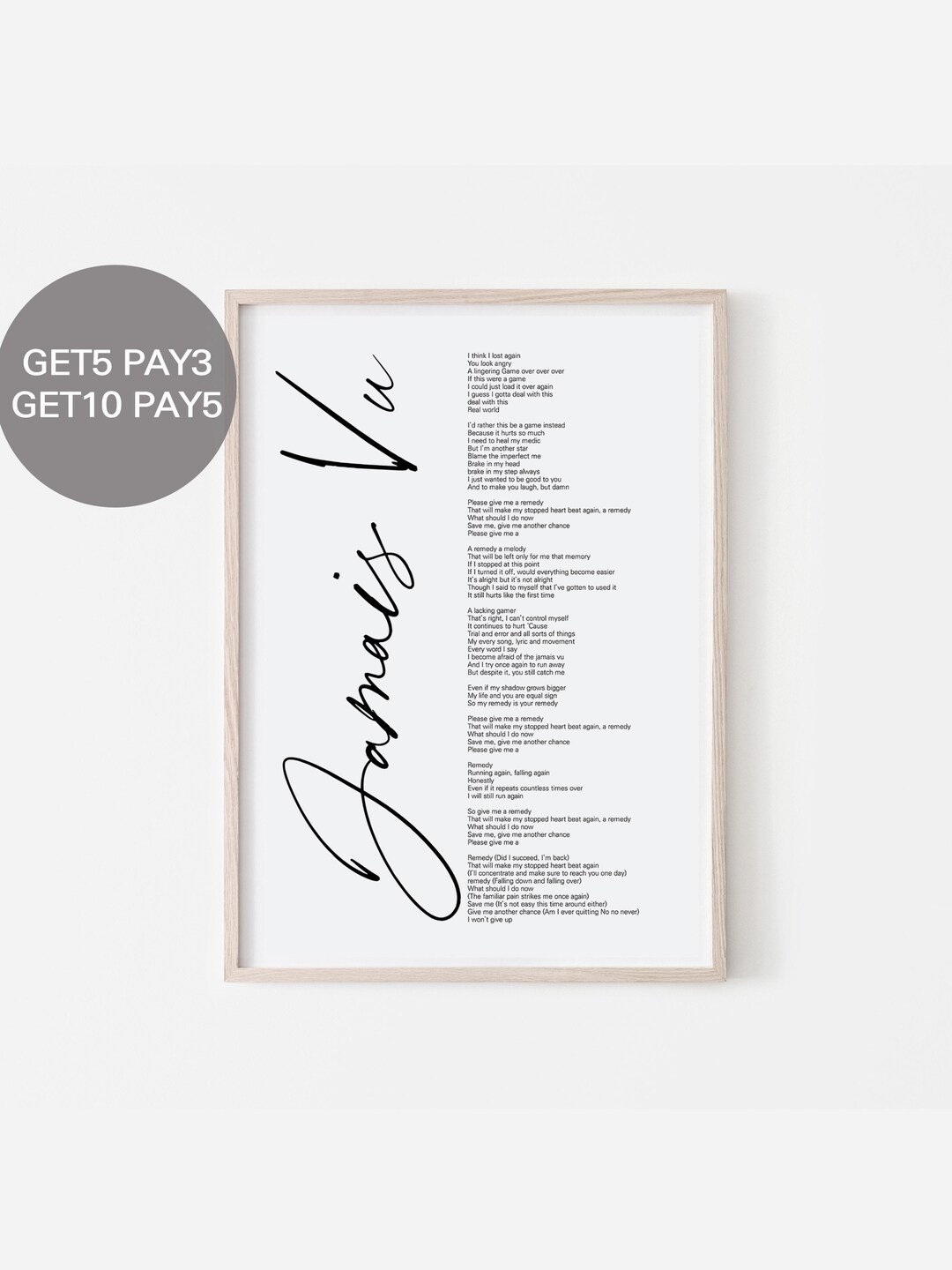BTS Jamais Vu Lyrics Prints Poster digital Download Korean Etsy