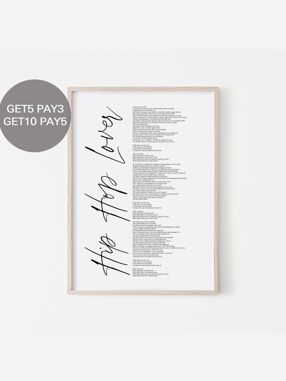 BTS Hip Hop Lover Lyrics, Prints Poster Digital Download Korean.