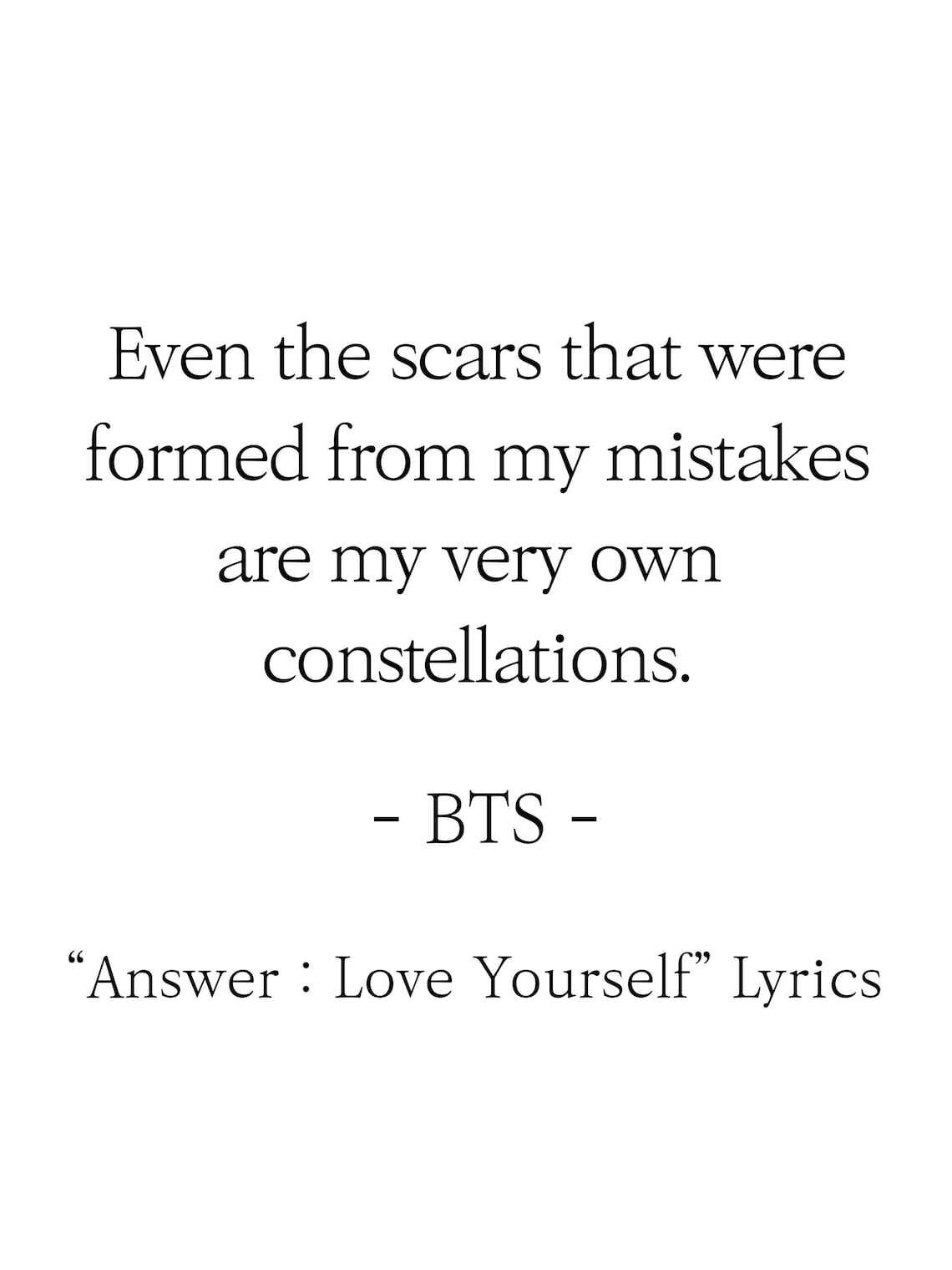 BTS Answer Love Yourself Lyrics Prints Poster Digital Etsy