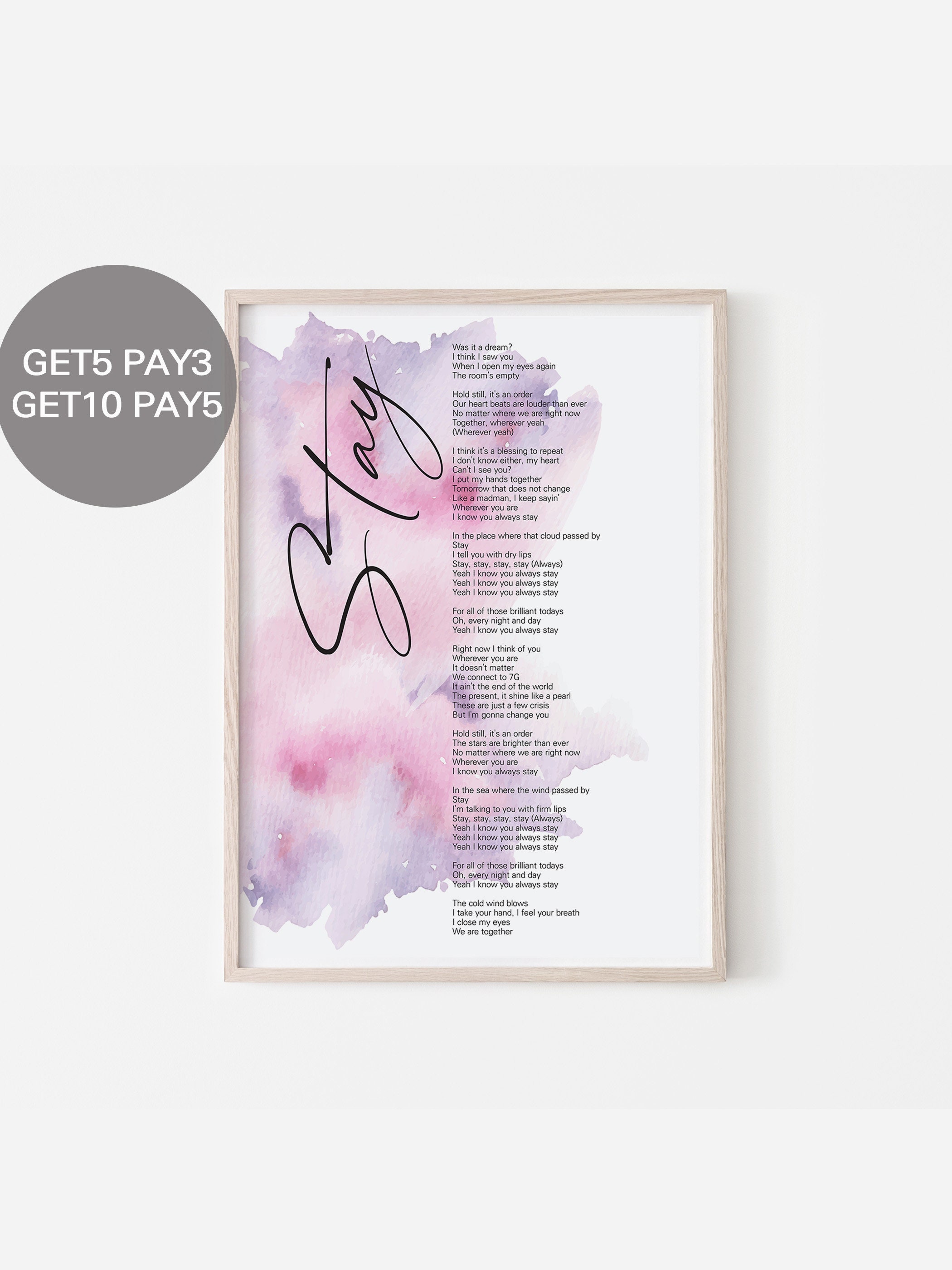 Bts Stay Lyrics Prints Poster Digital Download Korean Etsy