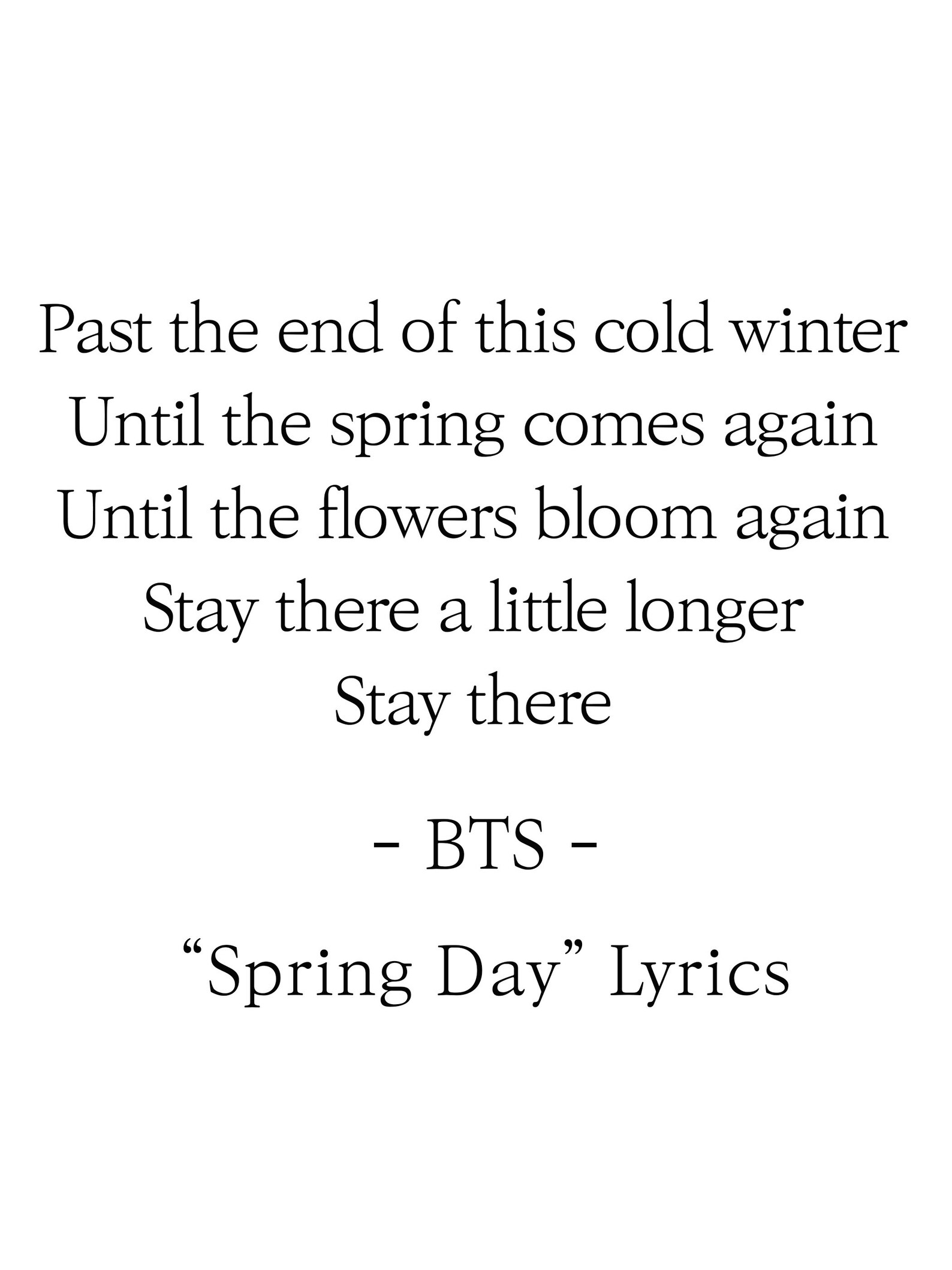 BTS Spring Day Lyrics Prints Poster digital Download Korean Etsy