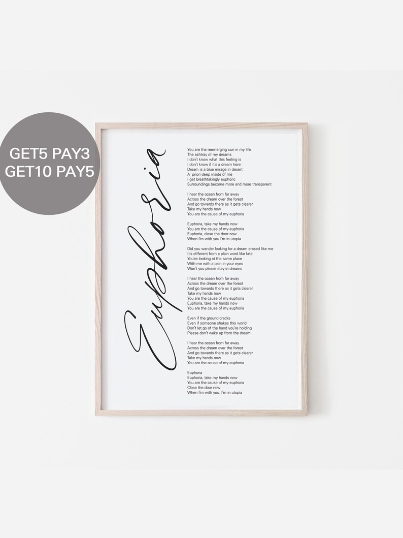 BTS Jungkook Euphoria Lyrics Prints Poster Digital