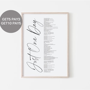 BTS Just One Day Lyrics, Prints Poster (Digital Download) Korean Quotes, Large Wall Art, Room Decor, Wall Hanging - 531