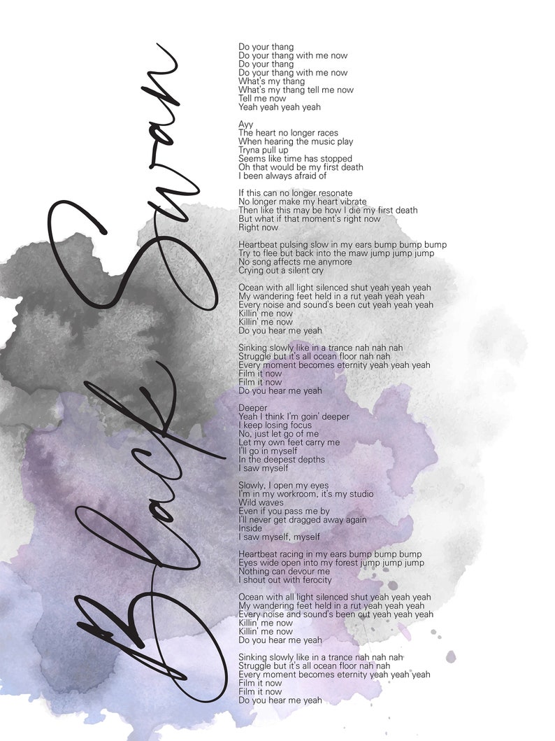 BTS Black Swan Lyrics Prints Poster Digital Download Korean | Etsy