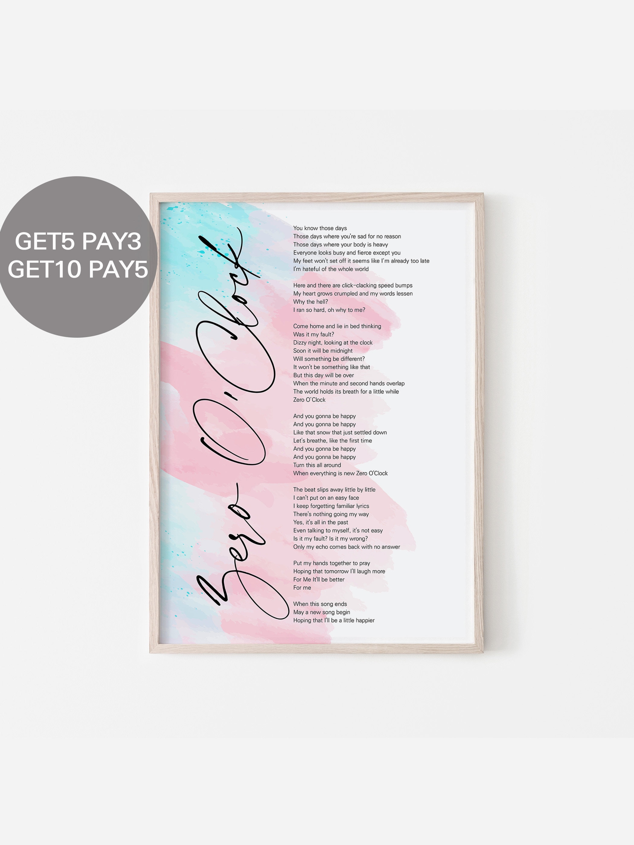 Epiphany BTS Poster Lyrics Song Lyrics Print Printable 