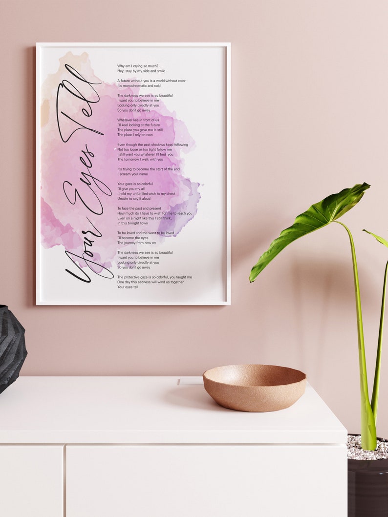 BTS Your Eyes Tell Lyrics Prints Poster Digital Download