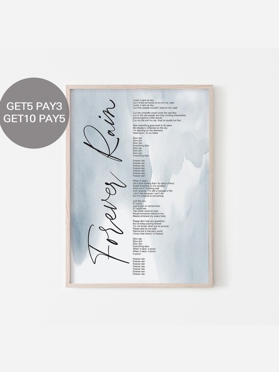 Buy BTS RM Forever Rain Lyrics, Prints Poster Digital Download.