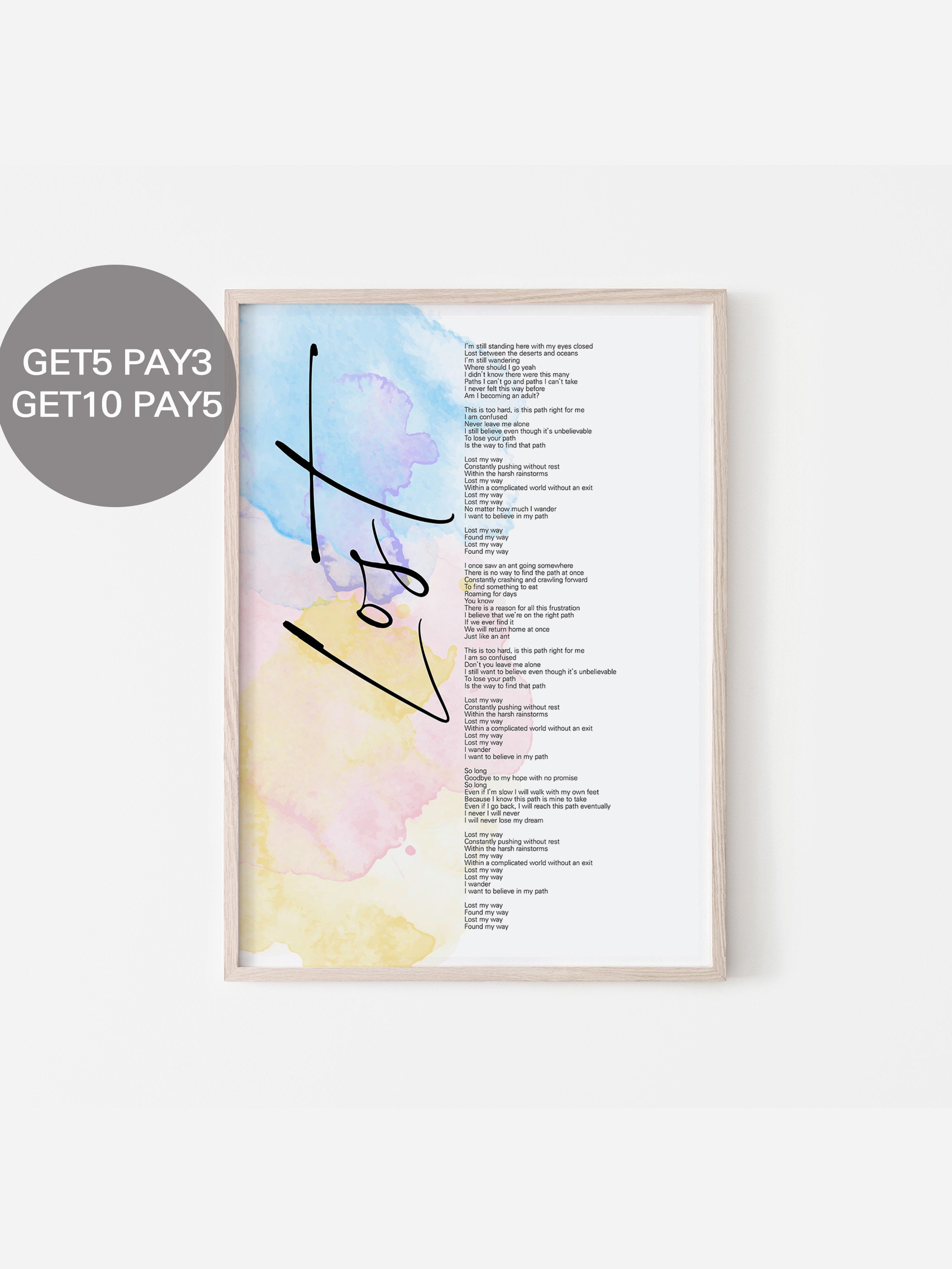 BTS Paradise Lyrics Prints Poster digital Download Korean -  Finland