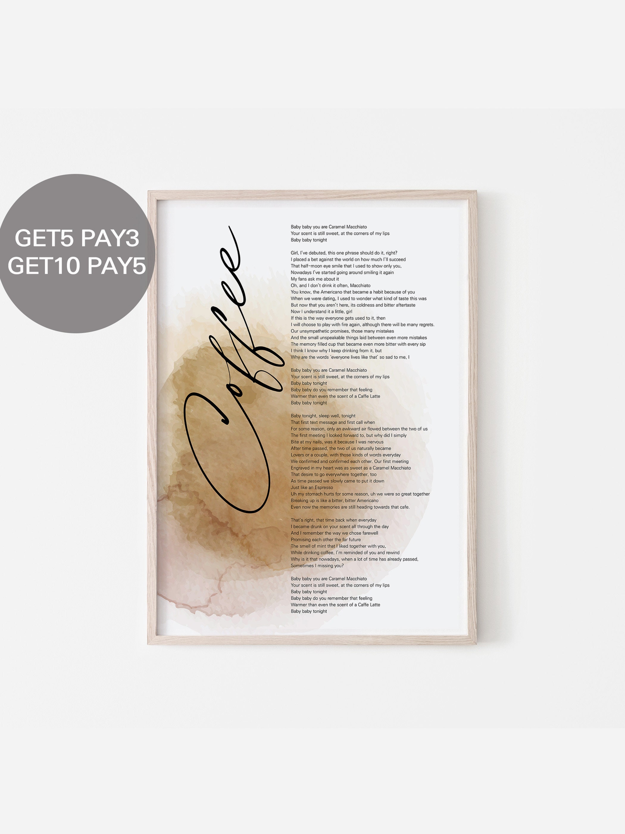 BTS Coffee Lyrics Prints Poster digital Download Korean Etsy UK