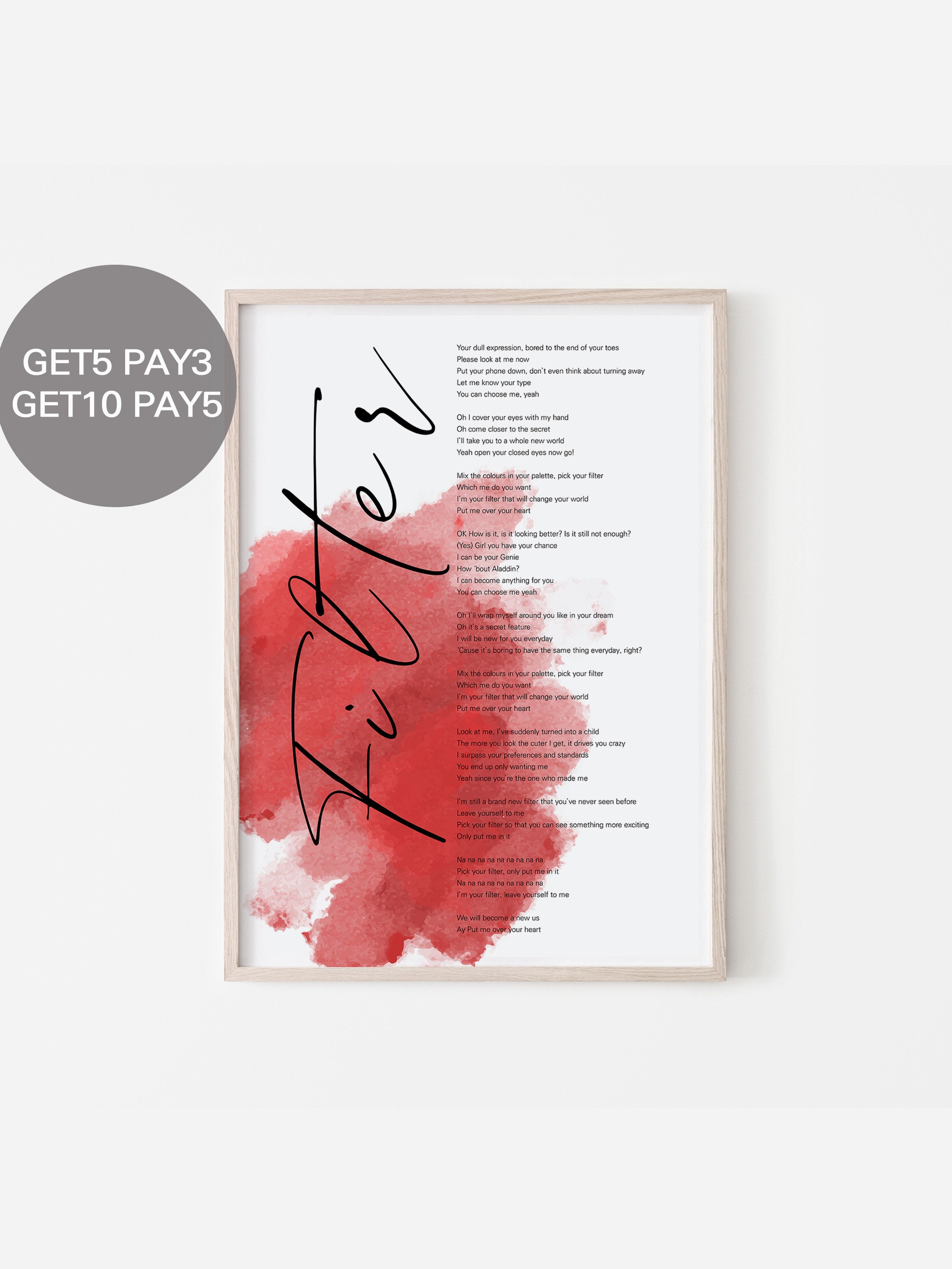 BTS JIMIN Filter Lyrics Prints Poster digital Download Etsy UK