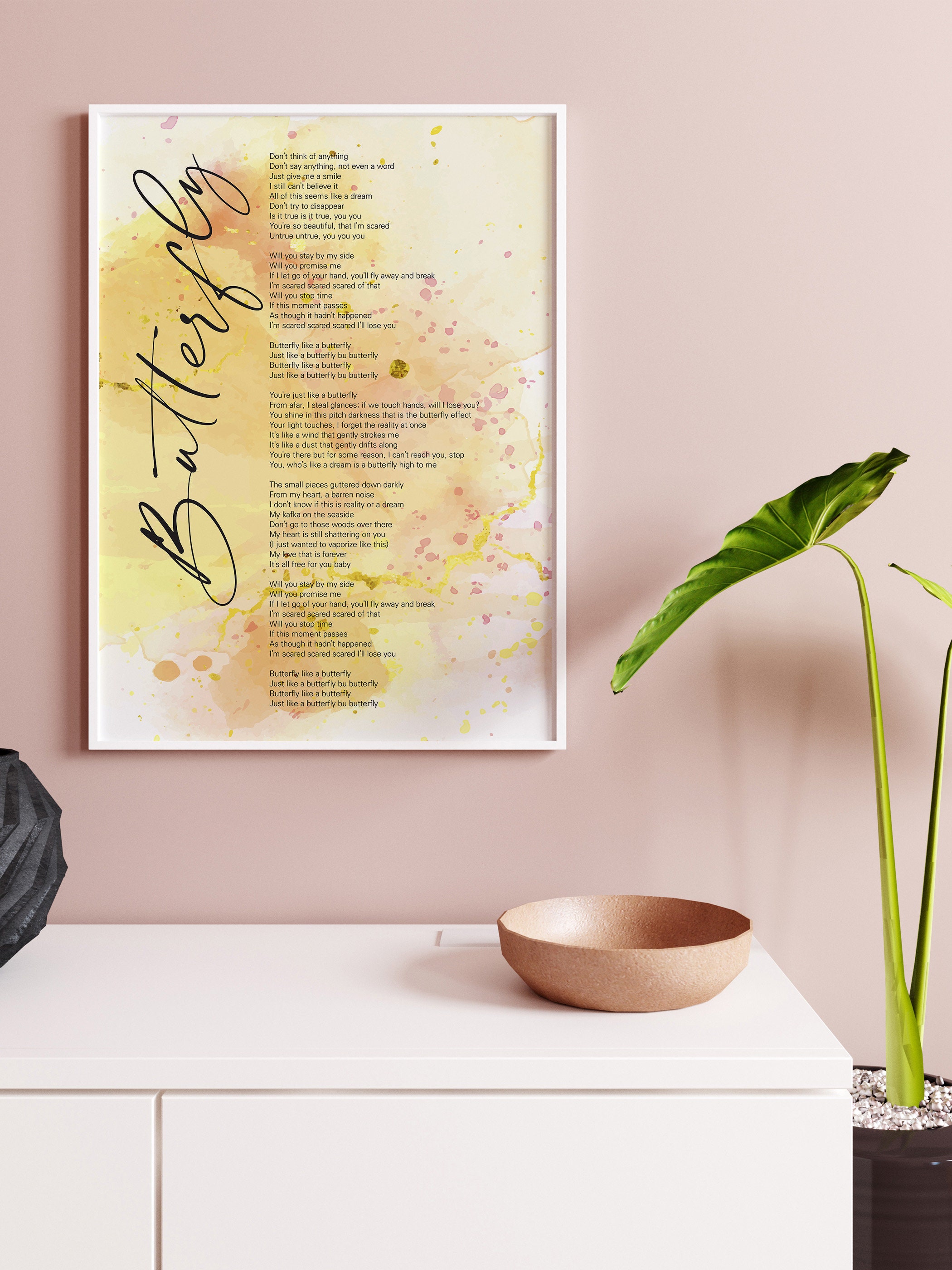 BTS Butterfly Lyrics Prints Poster digital Download Korean Etsy