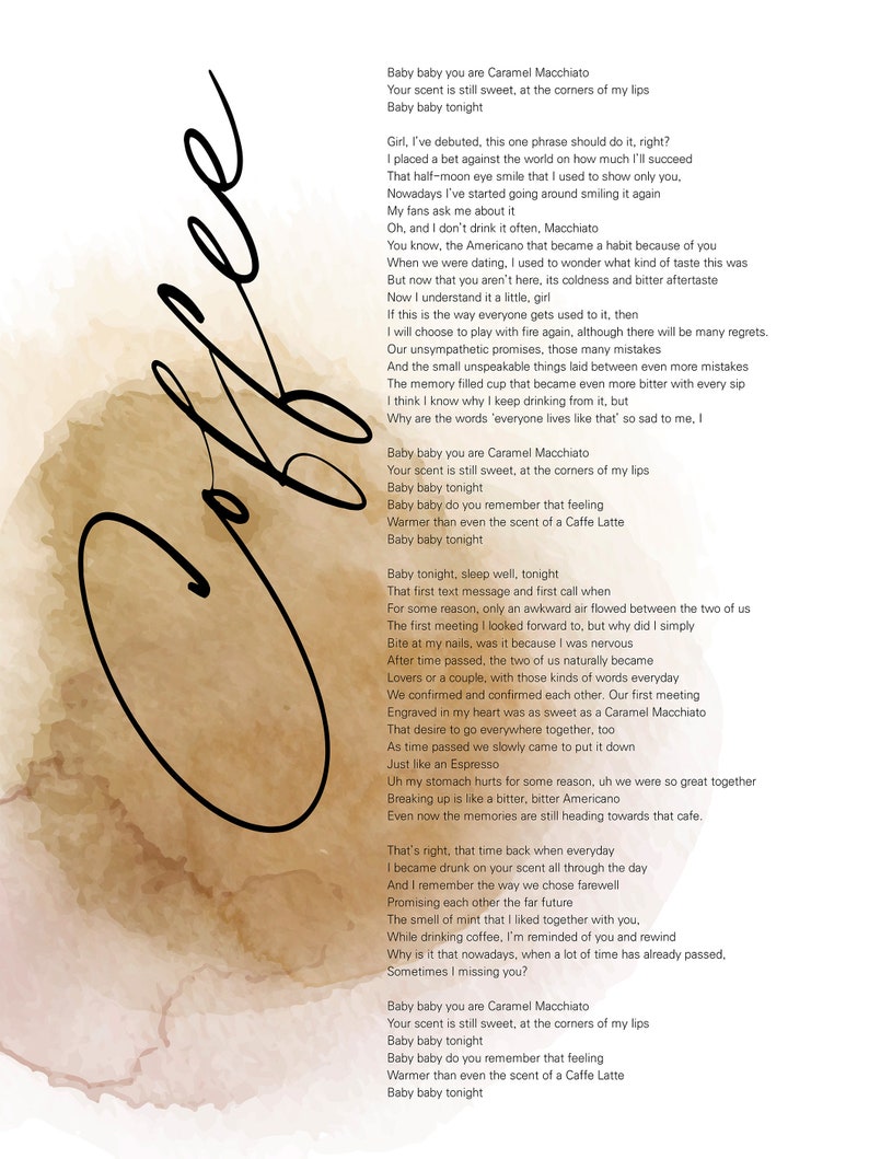 BTS Coffee Lyrics Prints Poster Digital Download Korean Etsy