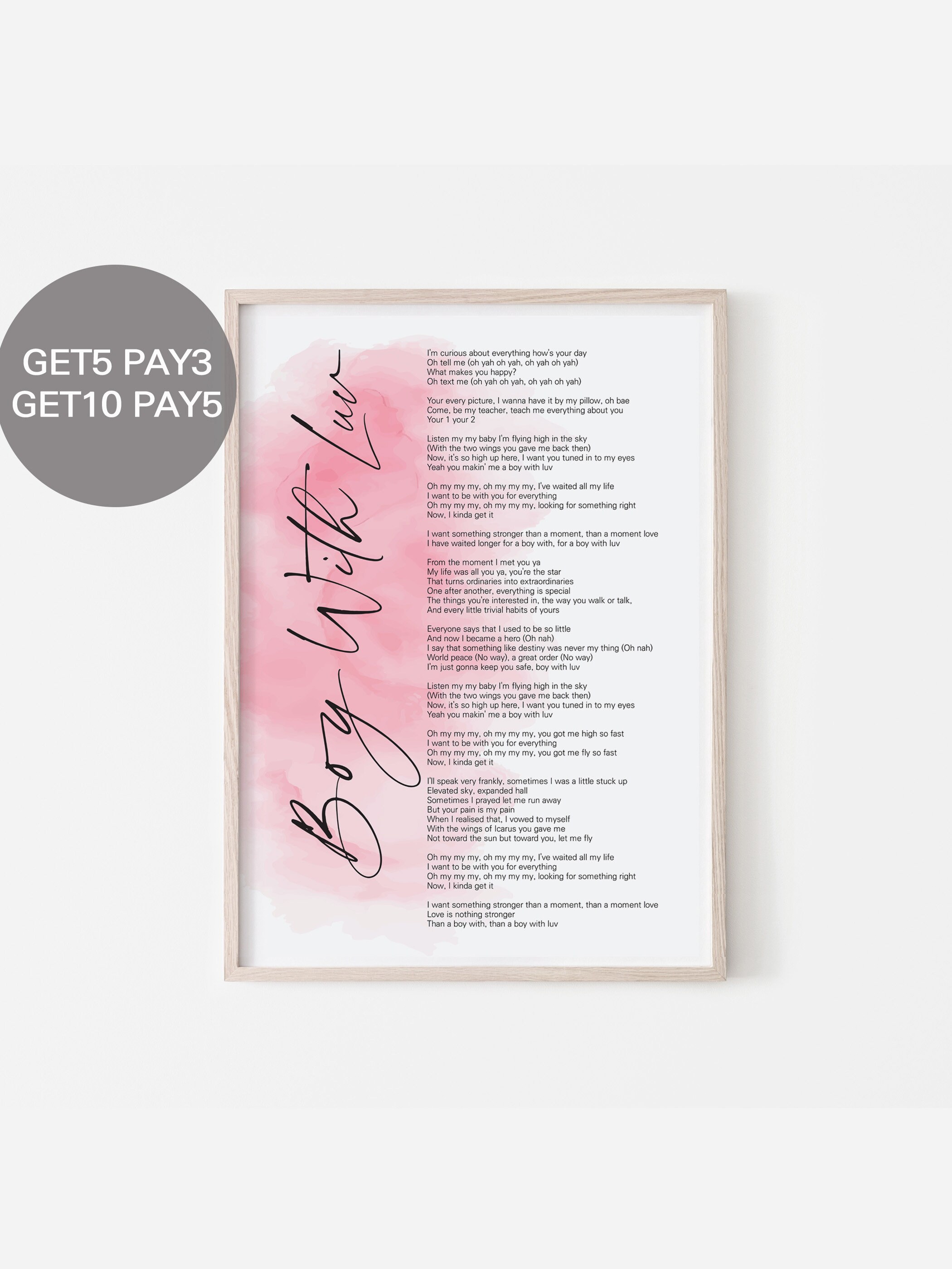 BTS Boy With Luv Lyrics Prints Poster Digital Download Etsy UK Bts Boy With Luv Lyrics Prints Poster Digital Download Etsy Uk