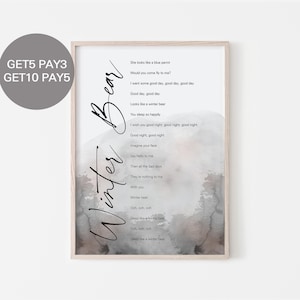 BTS V Taehyung Winter Bear Lyrics, Prints Poster (Digital Download) Korean Quotes, Large Wall Art, Room Decor, Wall Hanging - 285