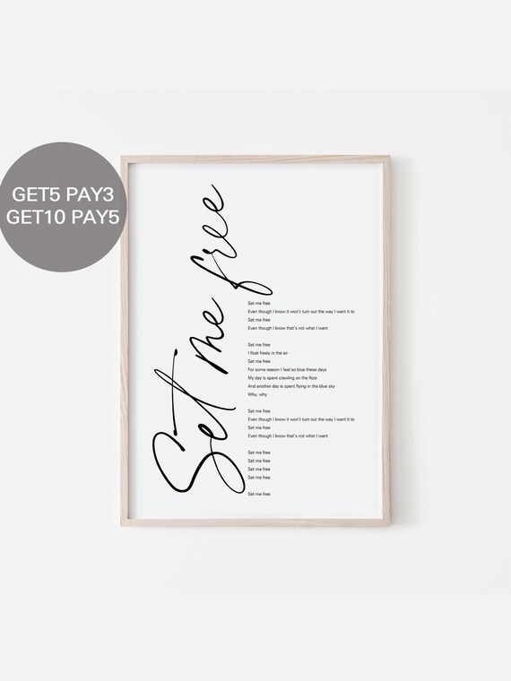 BTS SUGA Set Me Free Lyrics, Prints Poster Digital Download Korean.