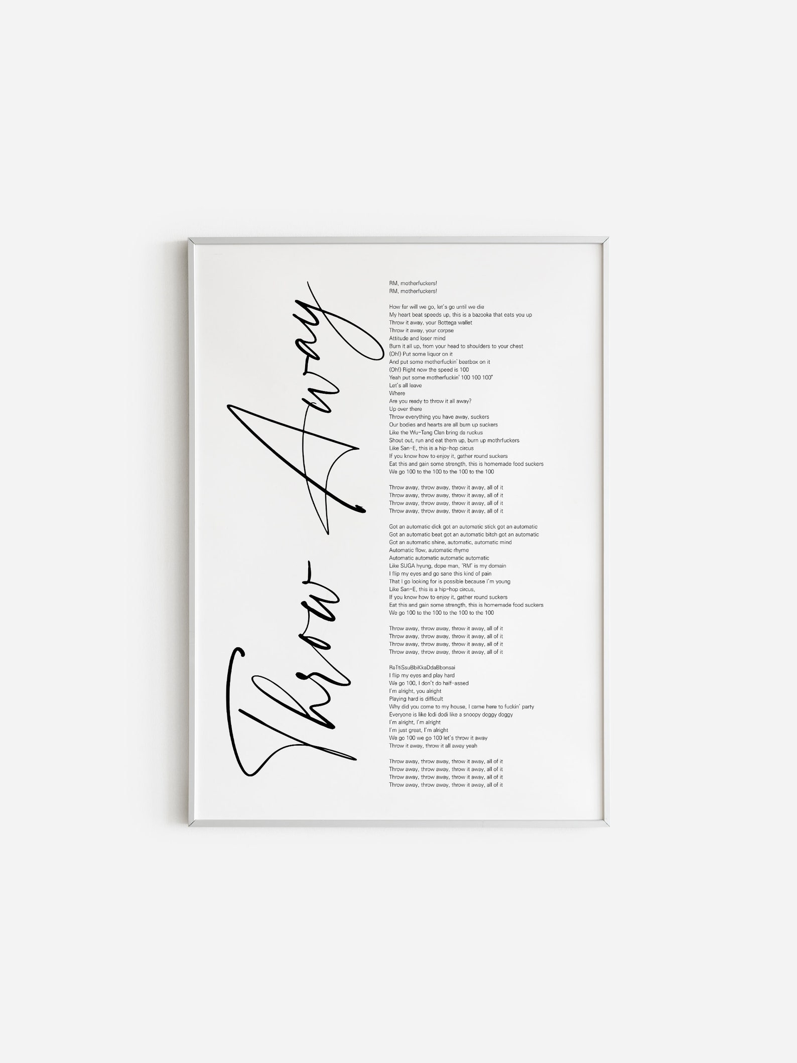 BTS RM Throw Away Lyrics Prints Poster digital Download Etsy