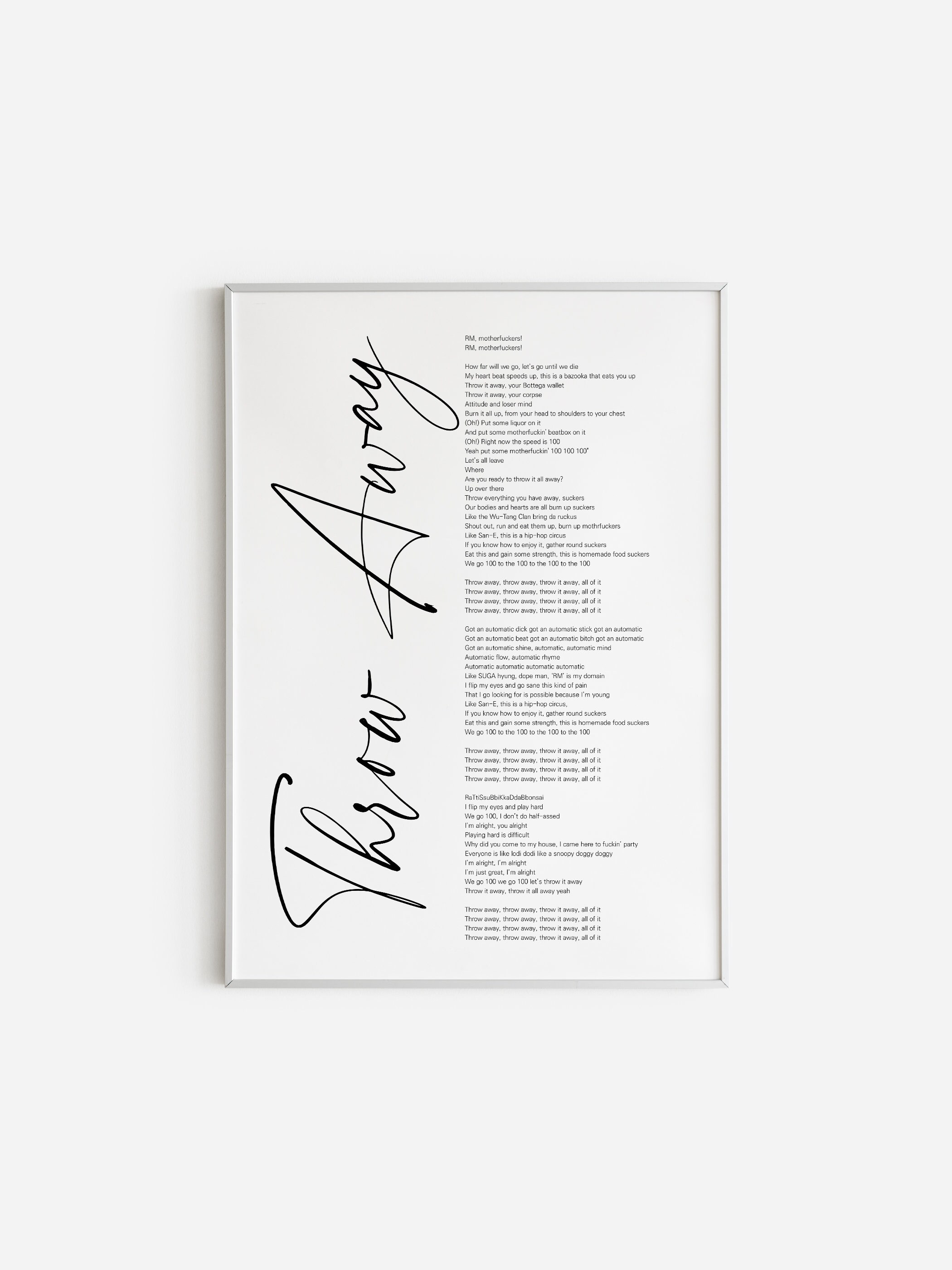 BTS RM Throw Away Lyrics Prints Poster digital Download Etsy