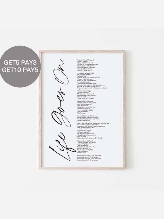 Life Goes On BTS Poster BTS Album Song Lyrics Print Kpop 