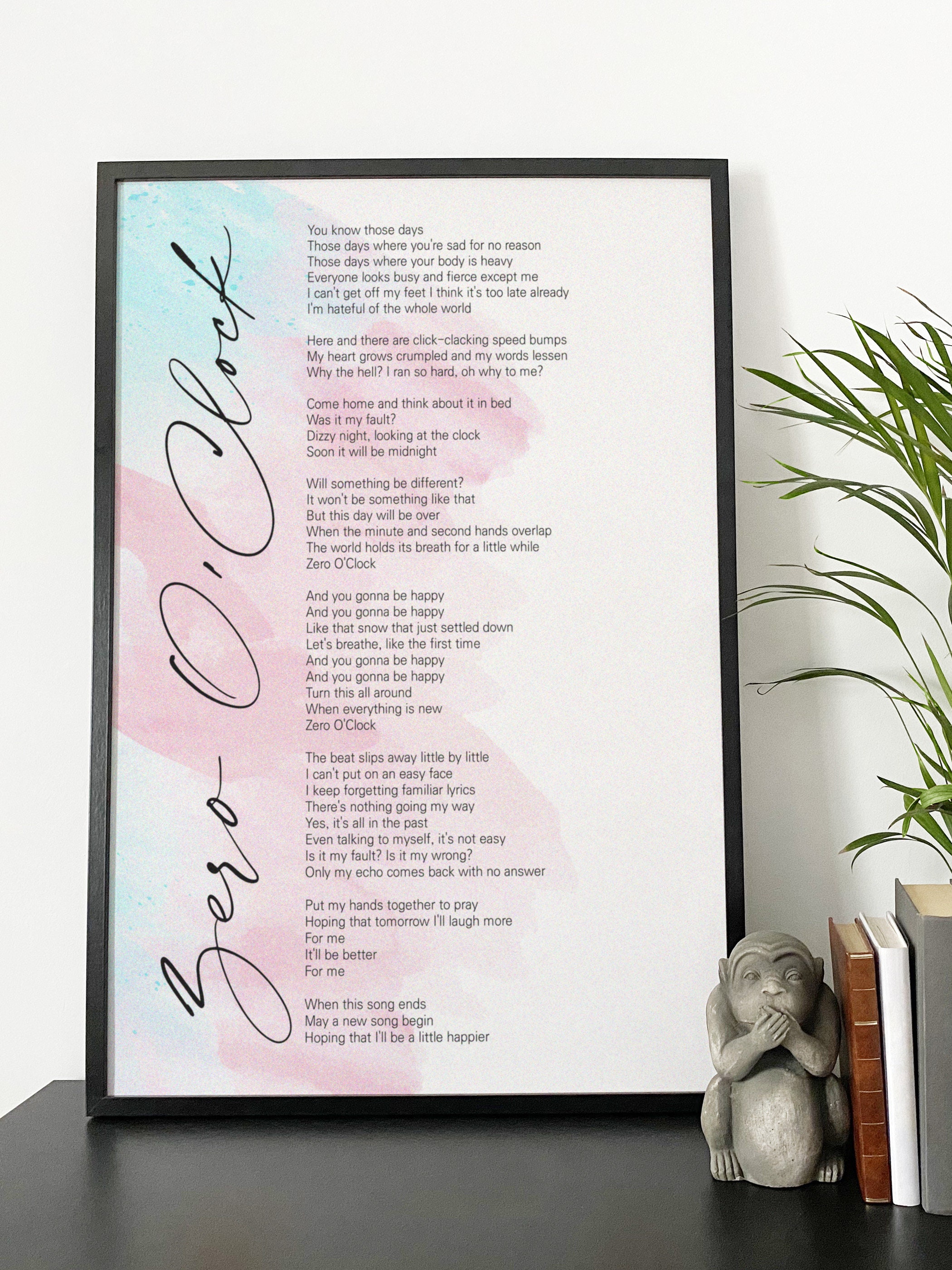 BTS Zero O'clock Lyrics Prints Poster digital Download Etsy