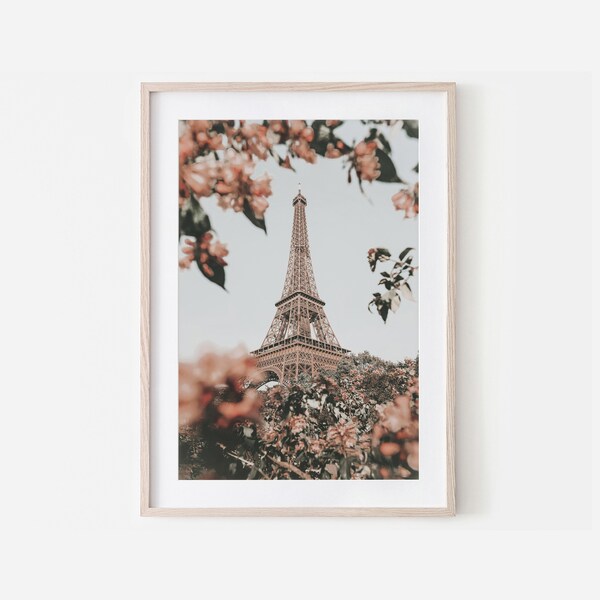 Eiffel Tower Floral Print, France City Print (Digital Download) France Paris Photography, Parisian Print, Travel Print, Paris Poster - 042