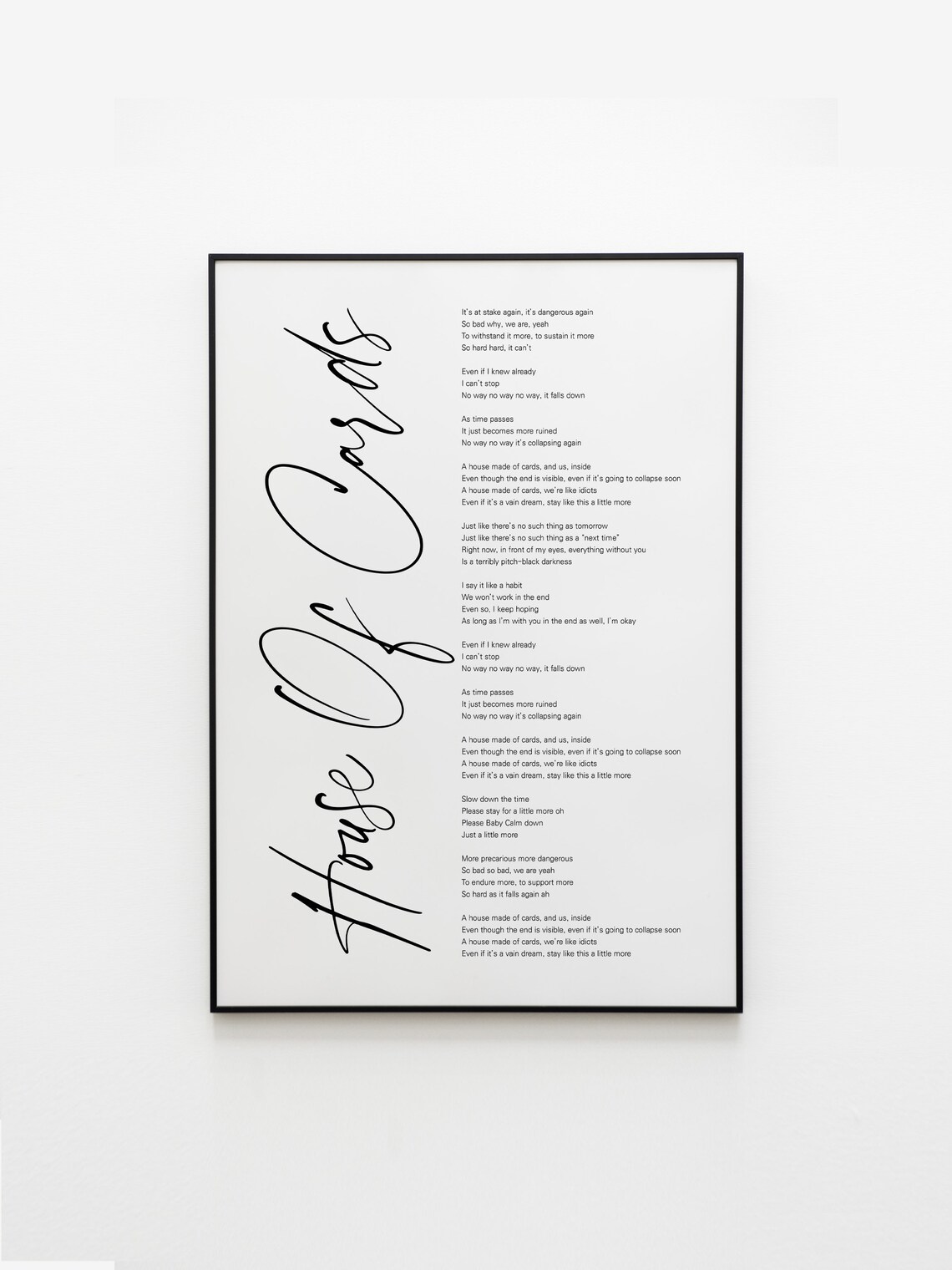 BTS House of Cards Lyrics Prints Poster digital Download Etsy
