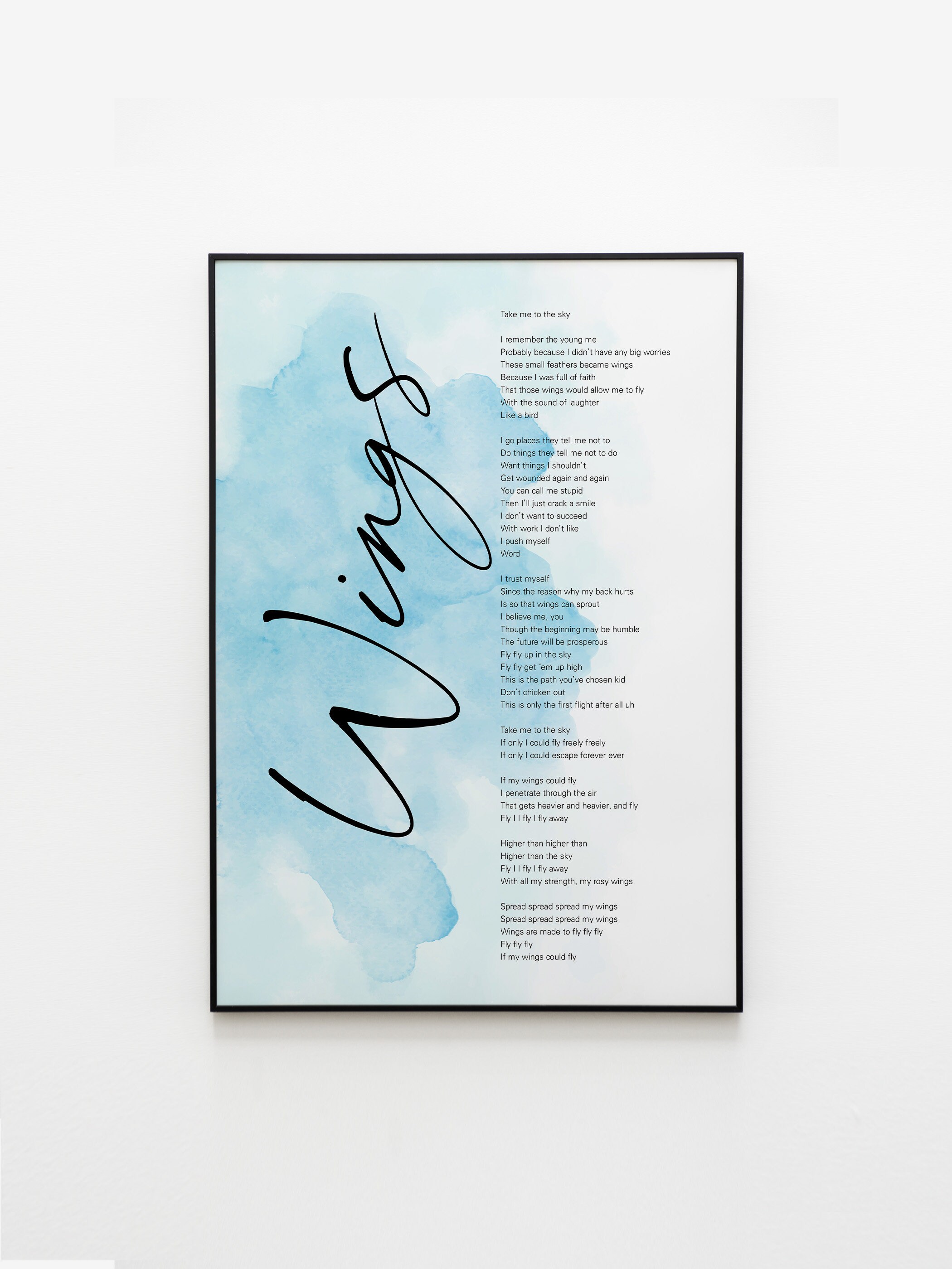 BTS Wings Lyrics Prints Poster digital Download Korean Etsy UK