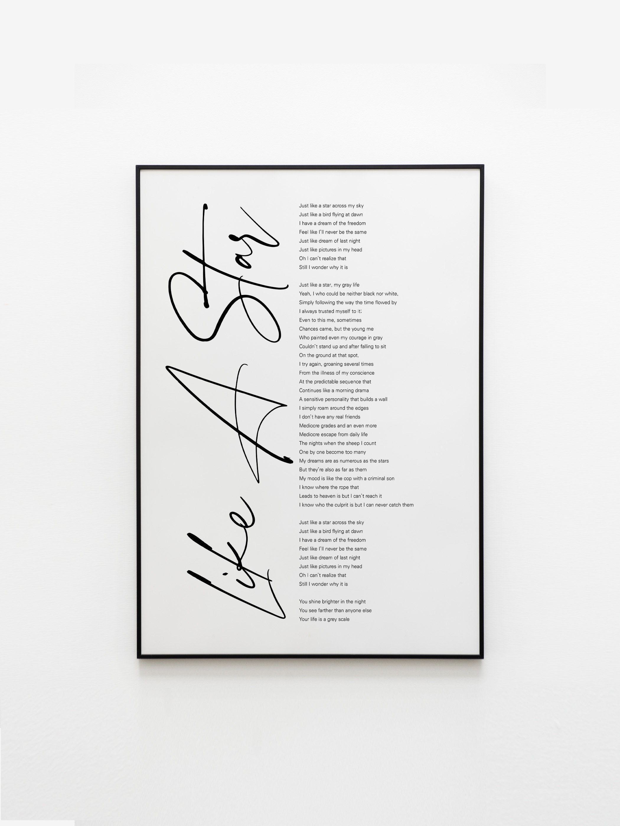 Buy Bts Rm & Jungkook Like A Star Lyrics Prints Poster Digital Online In  India - Etsy