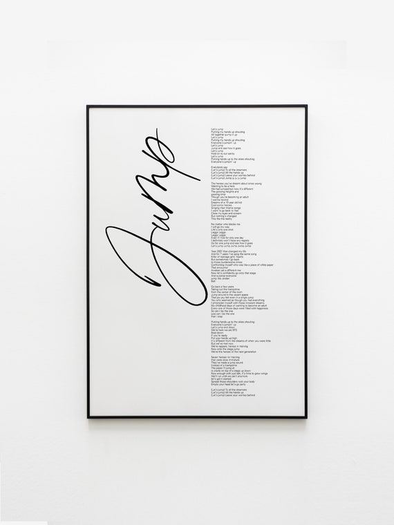 BTS Jump Lyrics, Prints Poster Digital Download Korean Quotes.